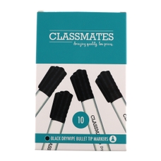 Classmates Whiteboard Marker - Black - Bullet Tip - Pack of 10